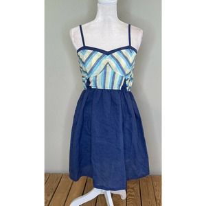 NWT WEST 36th Fit & Flare Linen Mini Tank Dress L
